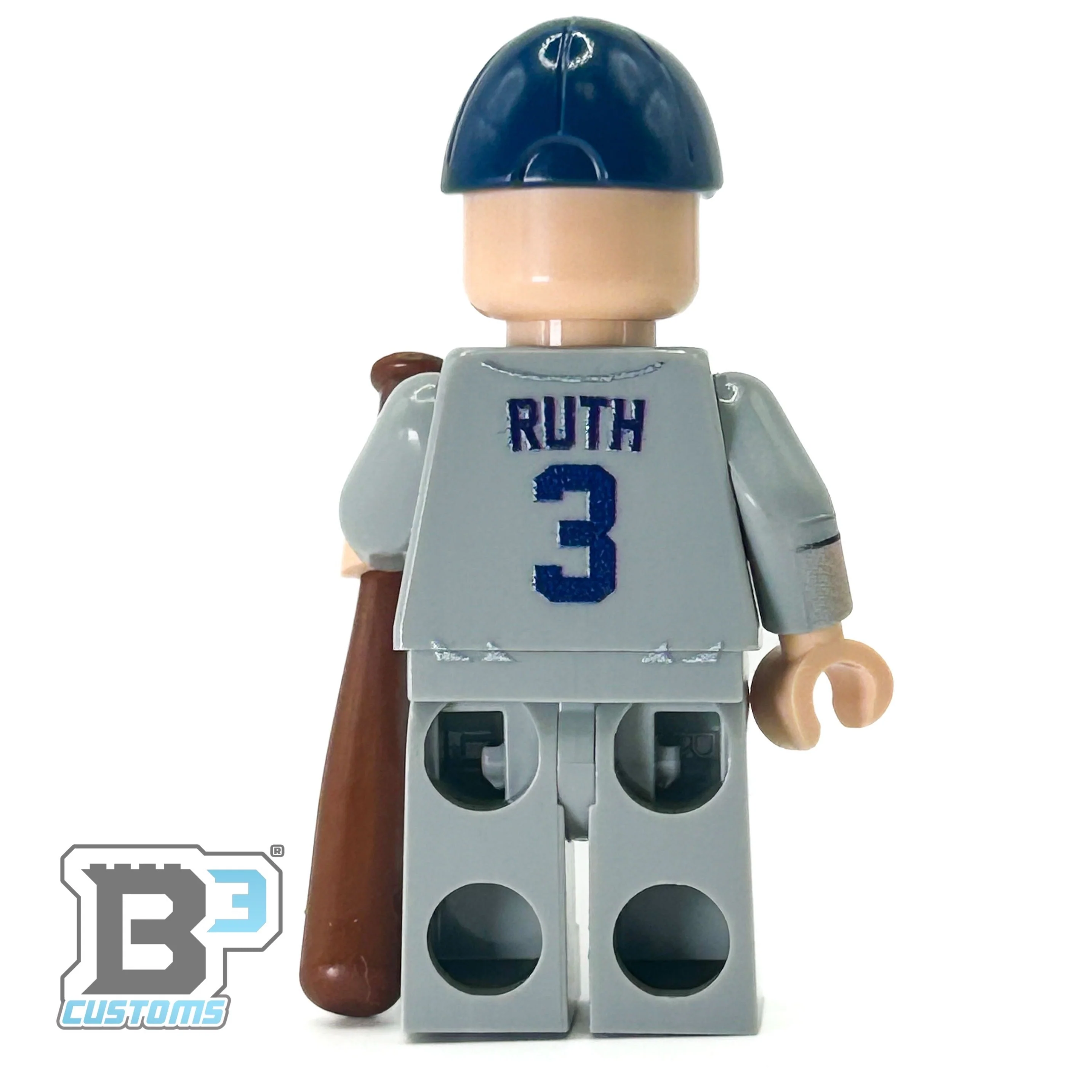 #3 Ruth NY Baseball Player Minifig made using LEGO parts - Image 2
