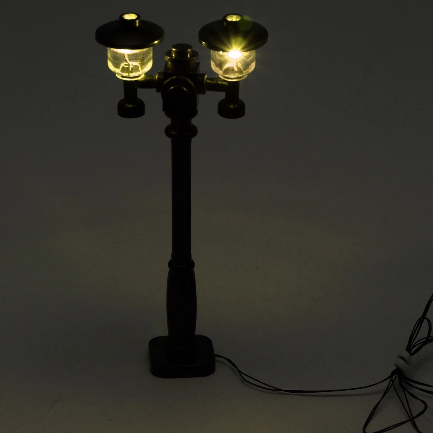 Black Double Light-Up Minifig Scale Lamp Post (Warm/Yellow Light) - LEGO Compatible - Image 5