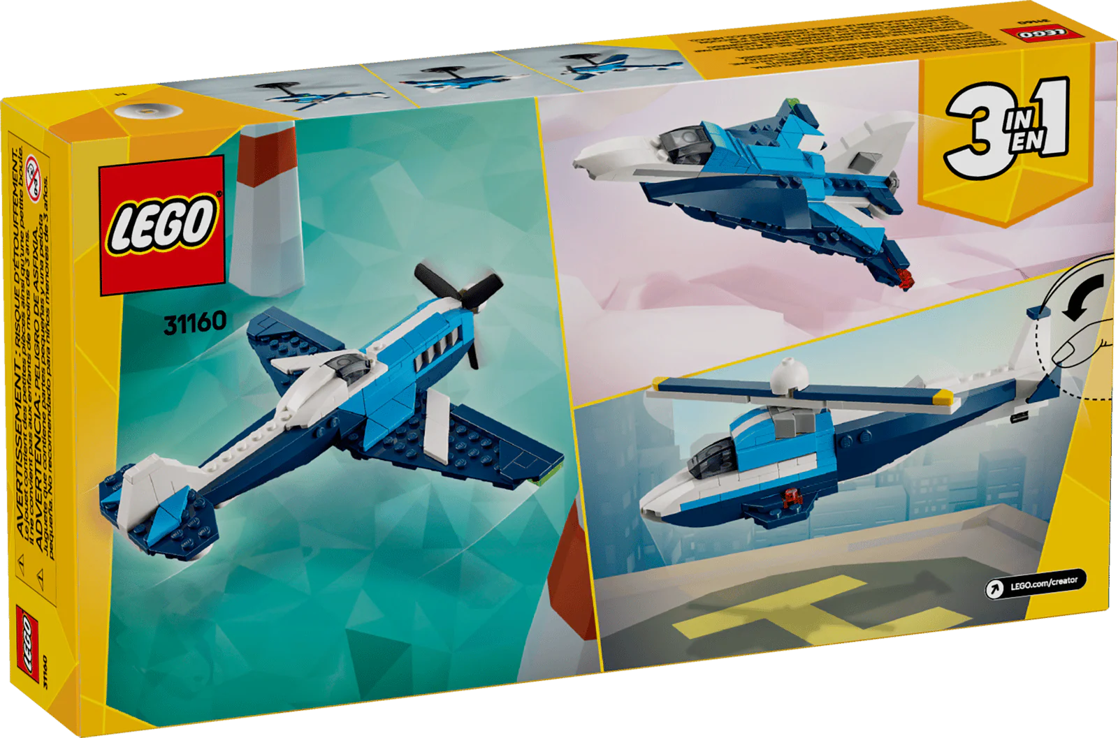 LEGO Creator Aircraft: Race Plane 3in1 Set (31160) - Image 2