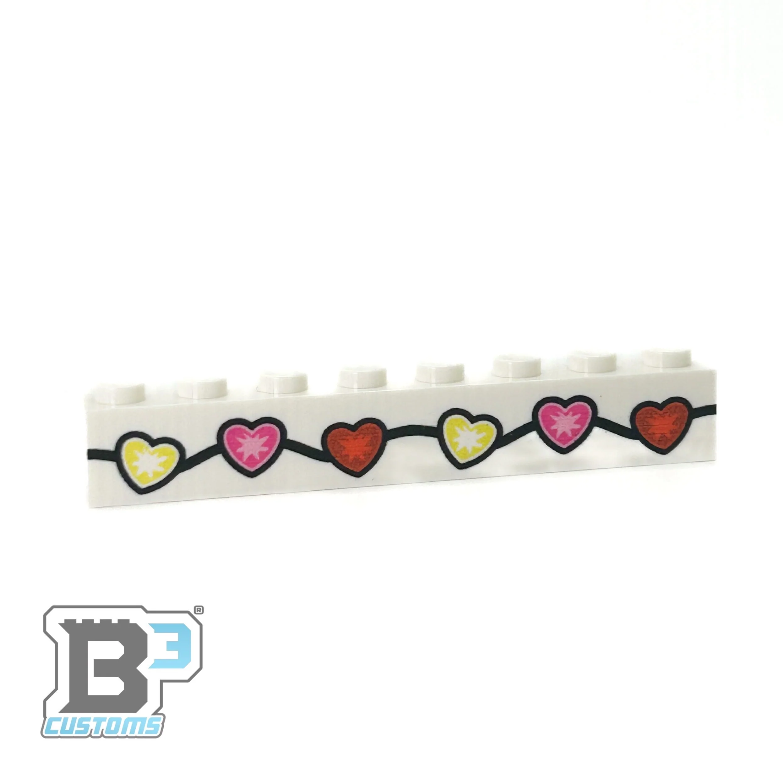 Valentine's Day Lights Custom Printed on 1x8 Brick - B3 Customs